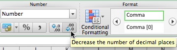 Set number format to one decimal place