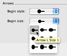 Set arrow Begin size