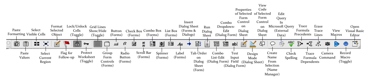 Screen shot of the toolbar